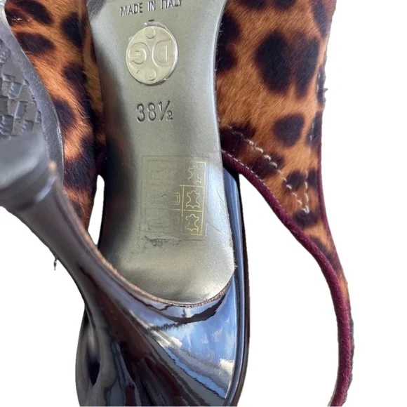 Dolce & Gabbana Patent Leather Leopard Ponyhair Slingback Size 8 1/5 M - Picture 7 of 7